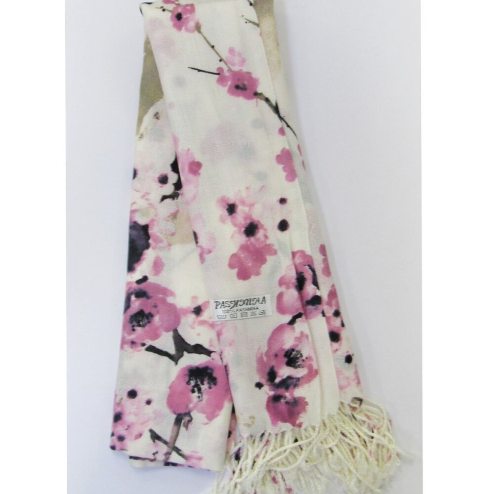 Pink Floral Flower Print Pashmina Scarf Shawl Wrap Brand New - Picture 3 of 4